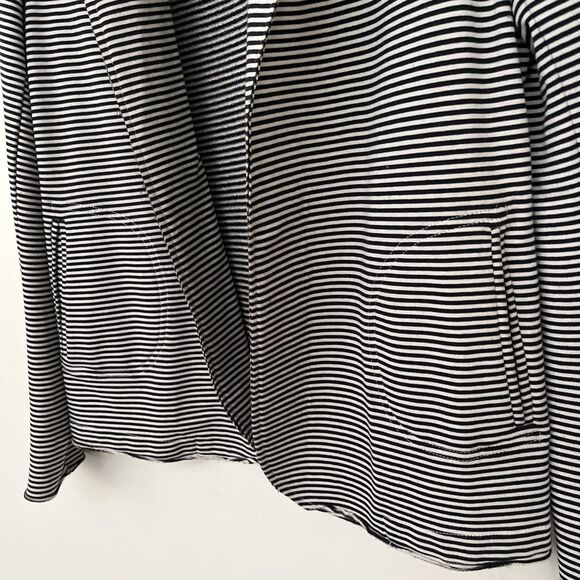 SUNDAYS Anthropologie Striped Open Jersey Blazer Cardigan, Black/White- Size 2 - Picture 4 of 11